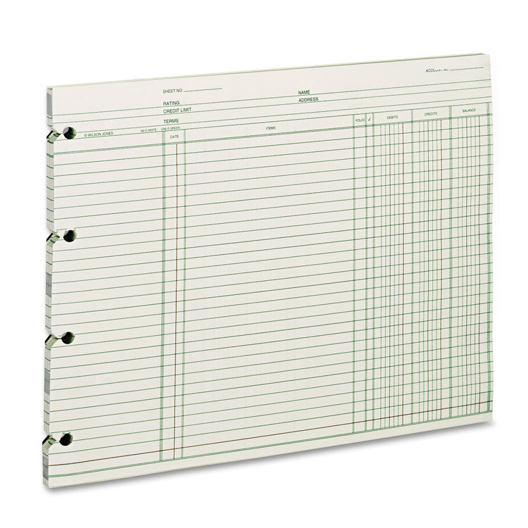 Accounting Sheets, 9.25 x 11.88, Green, Loose Sheet, 100/Pack