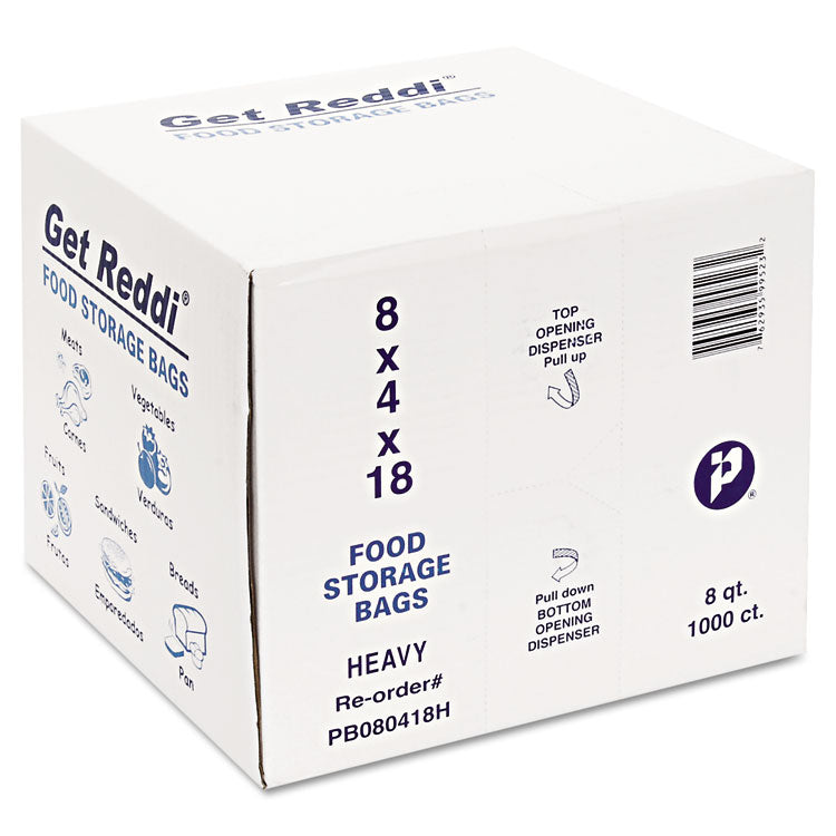 Food Bags, 2 gal, 8" x 4" x 18", Clear, 1,000/Carton