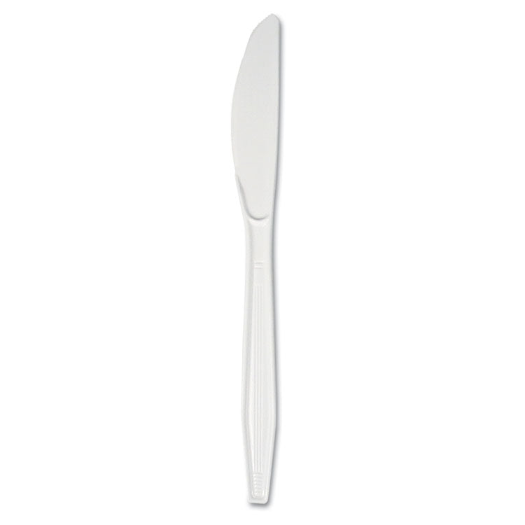 Mediumweight Polystyrene Cutlery, Knife, White, 10 Boxes of 100/Carton