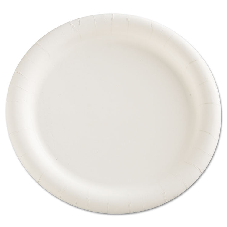 Premium Coated Paper Plates, 9" dia, White, 125/Pack, 4 Packs/Carton