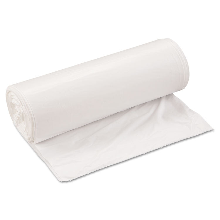 Low-Density Commercial Can Liners, 33 gal, 0.8 mil, 33 x 39 , White, Interleaved Roll, 25 Bags/Roll, 6 Rolls/Carton
