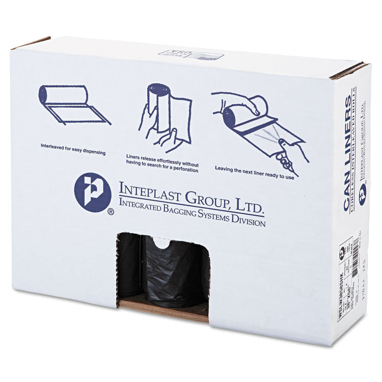 Low-Density Commercial Can Liners, 60 gal, 1.4 mil, 38 x 58 , Black, Interleaved Roll, 20 Bags/Roll, 5 Rolls/Carton