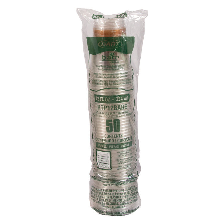 Bare Eco-Forward RPET Cold Cups, 12 oz to 14 oz, Leaf Design, Clear, Squat, 50/Pack