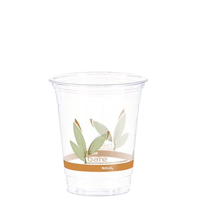 Bare Eco-Forward RPET Cold Cups, 12 oz to 14 oz, Leaf Design, Clear, Squat, 50/Pack