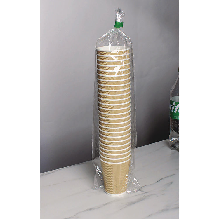Ripple Hot Cups, 12 oz, Kraft/White, 500/Carton