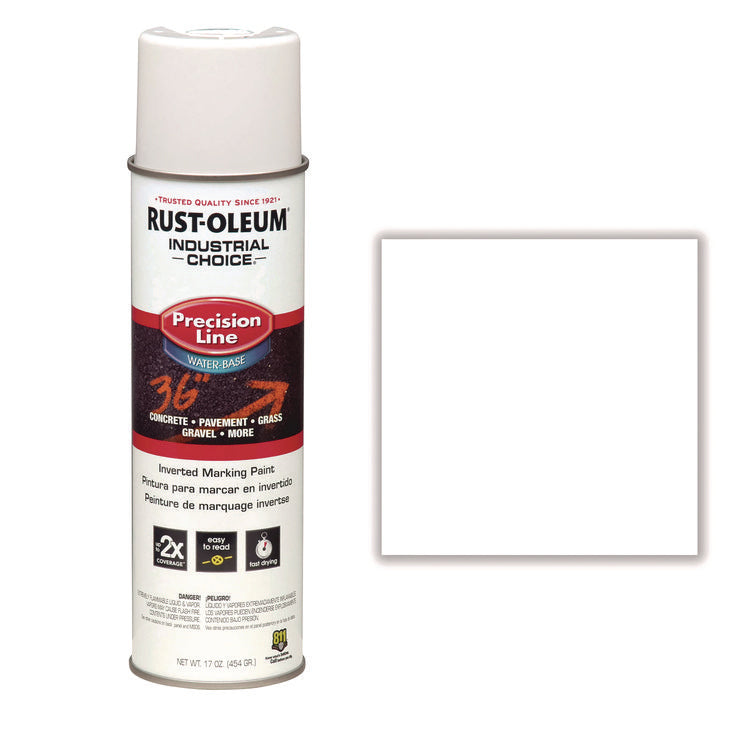 Industrial Choice M1800 System Water-Based Precision Line Marking Paint, Flat White, 17 oz Aerosol Can, 12/Carton