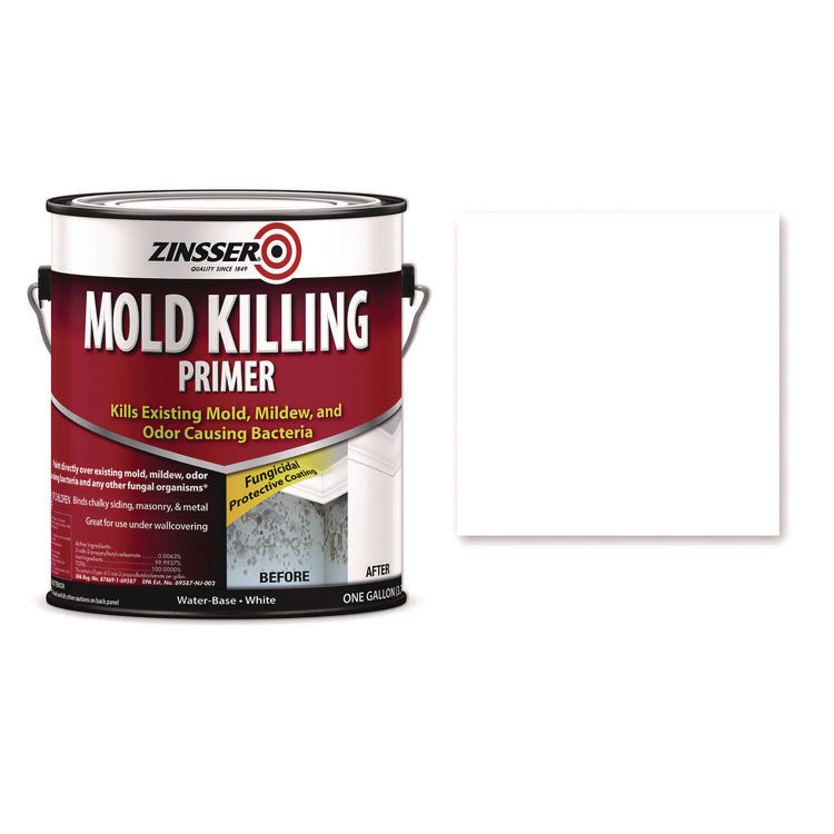 Mold Killing Primer, Interior/Exterior, Flat White, 1 gal Bucket/Pail, 2/Carton