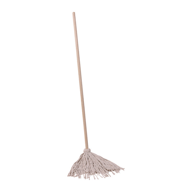 Handle/Deck Mops, #20 White Cotton Head, 54" Natural Wood Handle