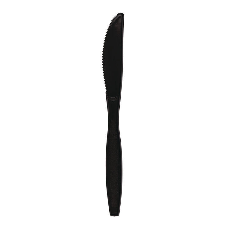 Heavyweight Polypropylene Cutlery, Knife, Black, 1000/Carton