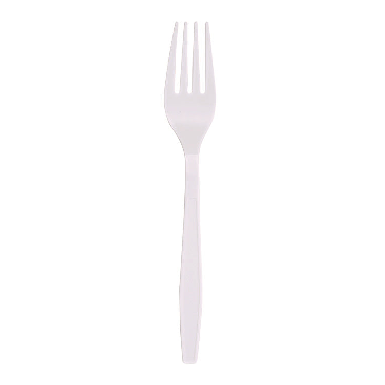 Heavyweight Polypropylene Cutlery, Fork, White, 1000/Carton