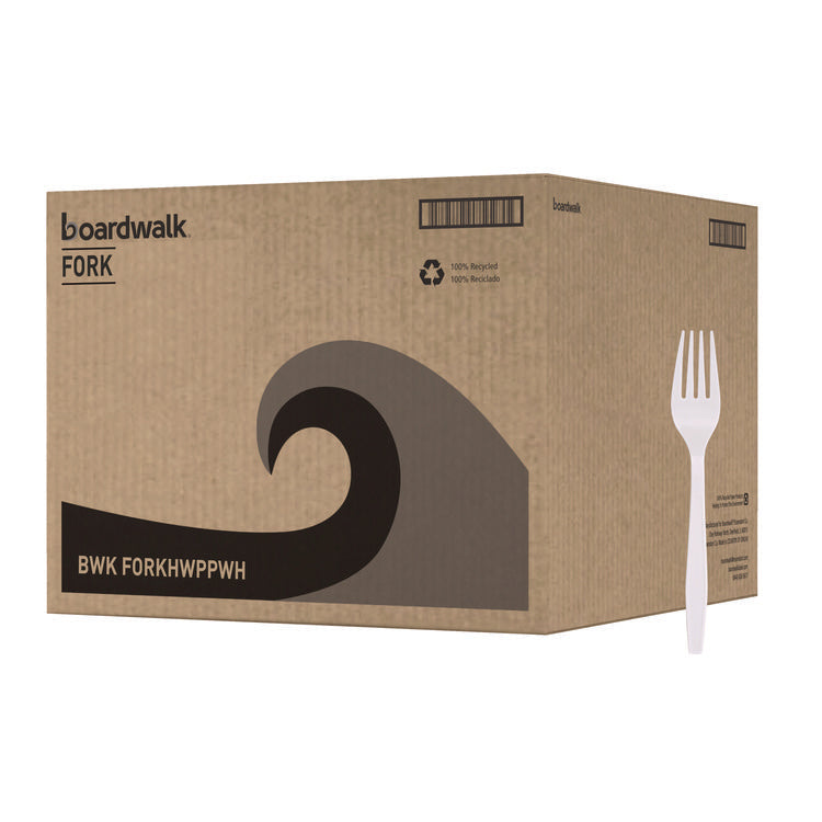 Heavyweight Polypropylene Cutlery, Fork, White, 1000/Carton
