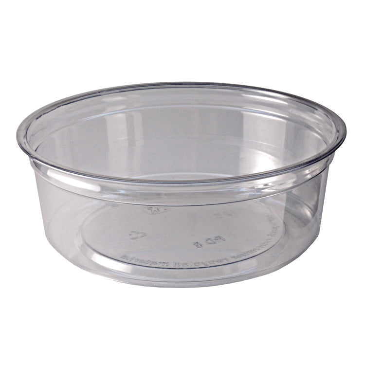 Recycleware Round Deli Container, 8 oz, 4.6 Diameter x 1.7 h, Clear, Plastic, 500/Carton