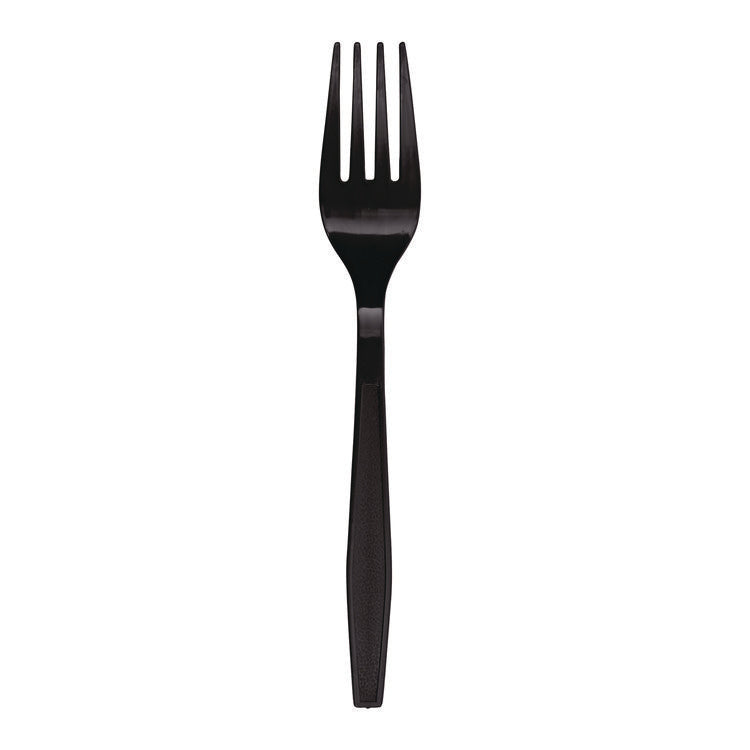 Heavyweight Polypropylene Cutlery, Fork, Black, 1000/Carton