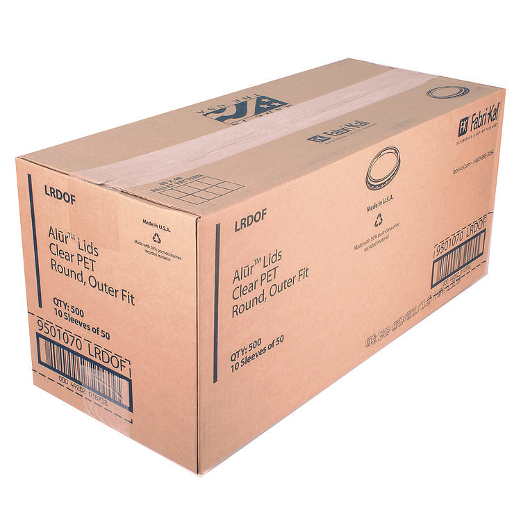 Recycleware Round Deli Container Lids, Flat Outer Fit, Clear, Plastic, 500/Carton