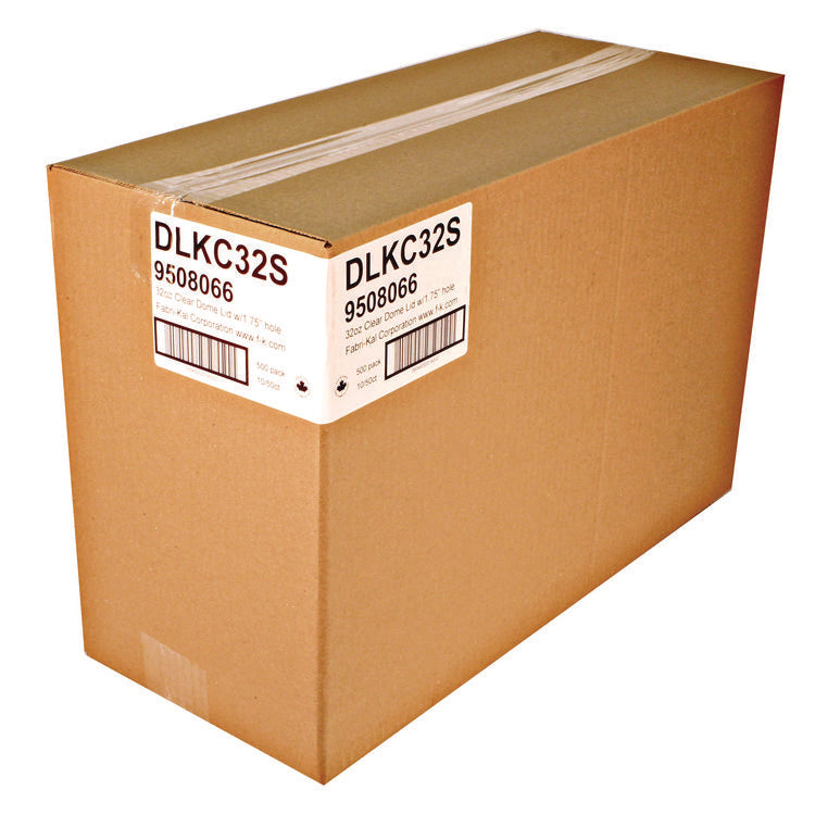 Kal-Clear/Nexclear Drink Cup Lids, Squat Dome Lid with 1.75 Hole, Fits 32 oz Cold Cups, Clear, 500/Carton