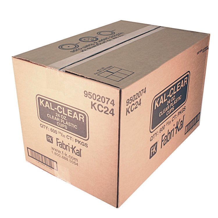 Kal-Clear PET Cold Drink Cups, 24 oz, Clear, 25/Sleeve, 24 Sleeves/Carton