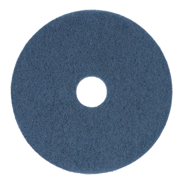 Scrubbing Floor Pads, 14" Diameter, Blue, 5/Carton