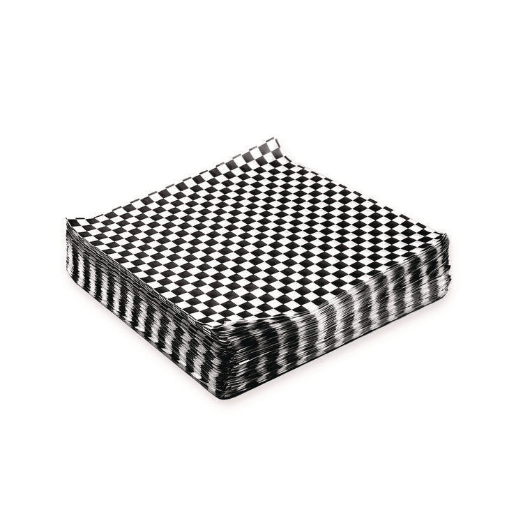 Grease-Resistant Food Wrap, 12 x 12 , Black Check, 5,000/Carton