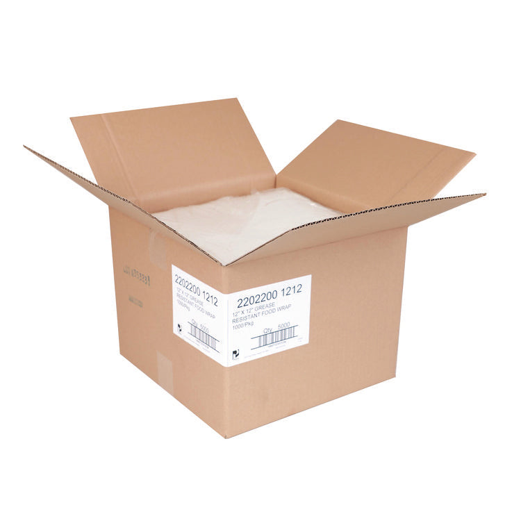 Grease-Resistant Food Wrap, 12 x, 12 , White, 5,000/Carton
