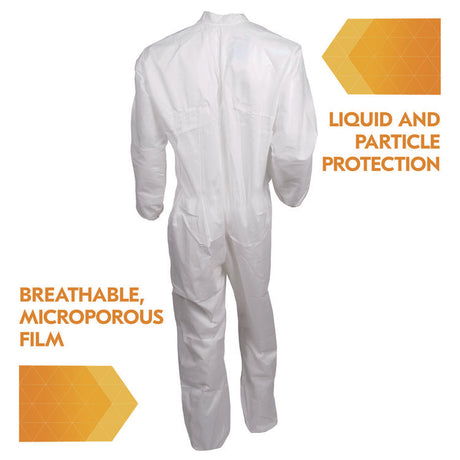 A40 Zipper Front Liquid and Particle Protection Coveralls, 3X-Large, White, 25/Carton