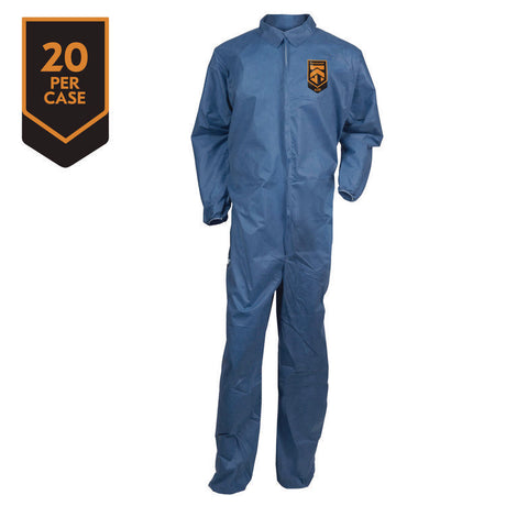A20 Breathable Particle Protection Coveralls, Zip Front, Elastic Back, Wrists, Ankles, 3X-Large, Blue, 20/Carton