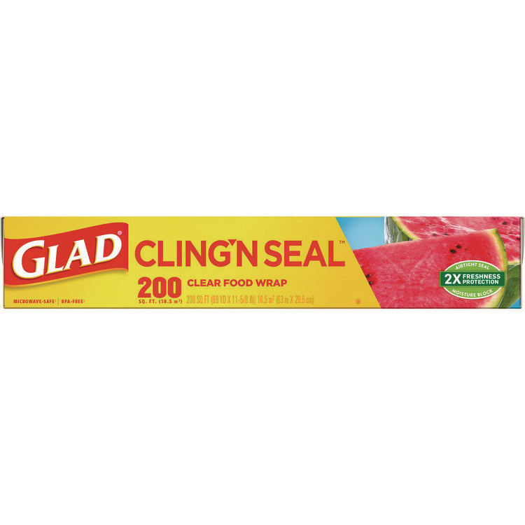 ClingWrap Plastic Wrap, 200 Square Foot Roll, Clear, 12 Rolls/Carton