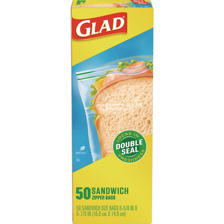 Sandwich Zipper Bags, Sandwich, 6.63" x 9.88" x 8", Clear, 600/Carton