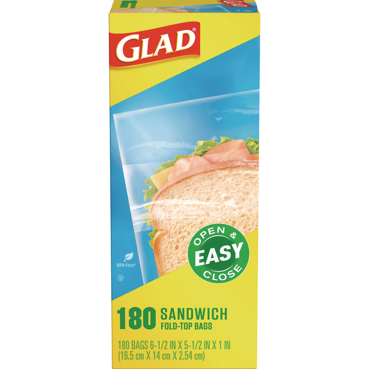 Fold-Top Sandwich Bags, 6.5" x 5.5", Clear, 2,160/Carton