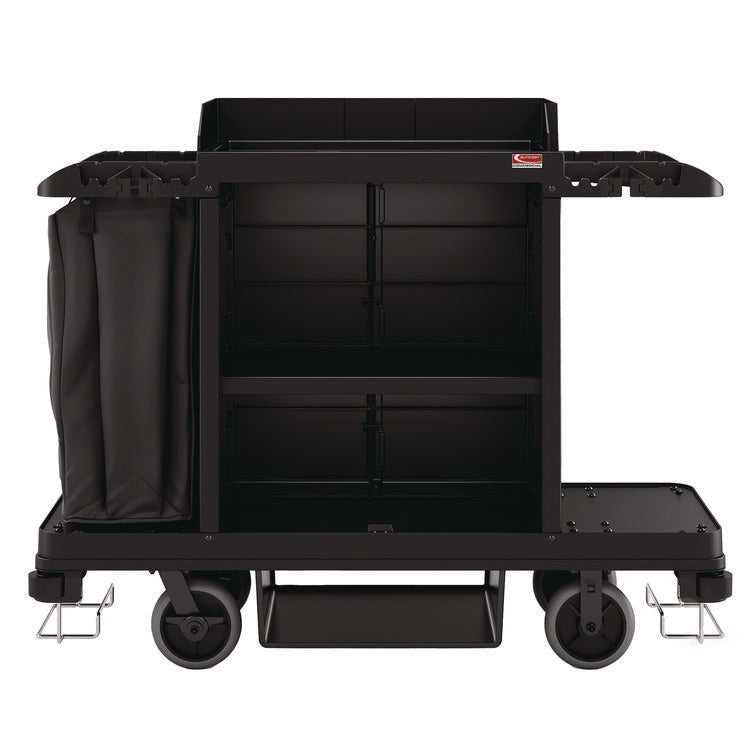 Standard Housekeeping Cart, Plastic, 1 Shelf, 24 x 62.13 x 49.75 , Black