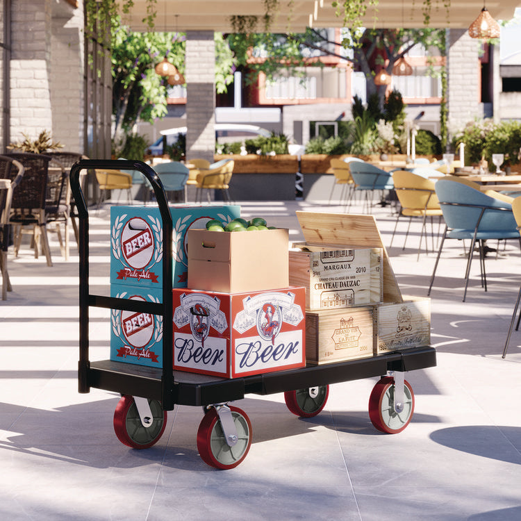 Resin Platform Truck, 1,600 lb Capacity, 24.25 x 52.25 x 41, Black