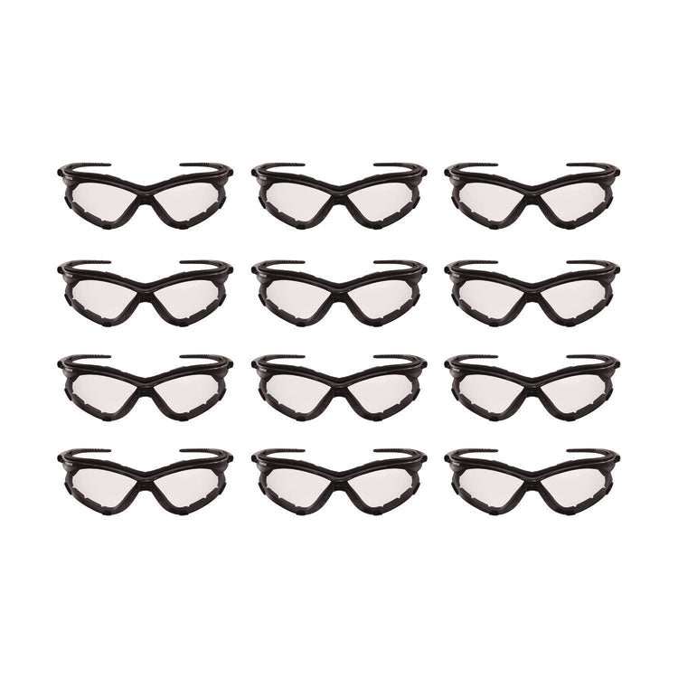 V30 Nemesi Foam Safety Glasses, Black Nylon Frame, Clear Polycarbonate Lens, 12/Carton