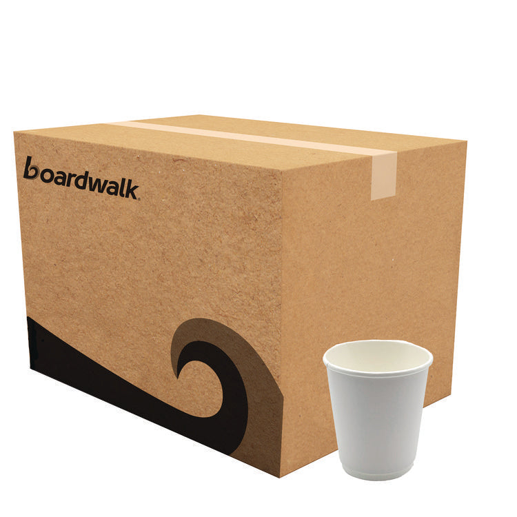 Paper Hot Cups, Double-Walled, 8 oz, White, 500/Carton