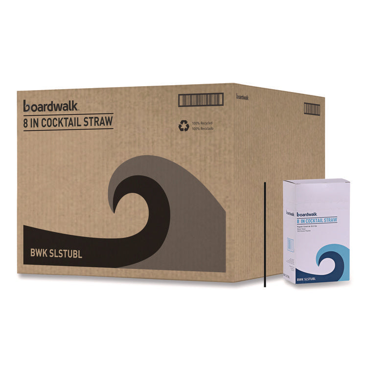 Cocktail Straws, 8 , Polypropylene, Black, 5,000/Carton