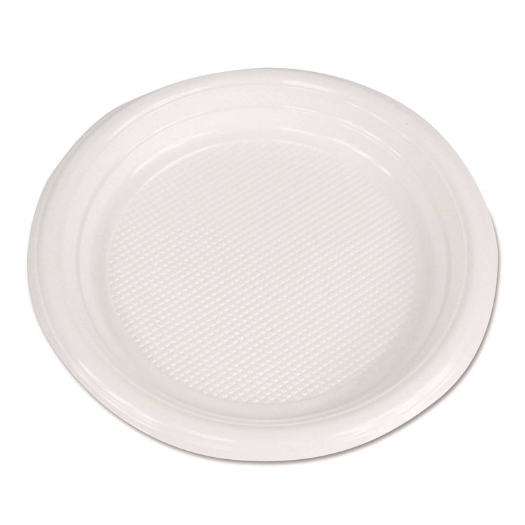 Hi-Impact Plastic Dinnerware, Plate, 6 dia, White, 1,000/Carton