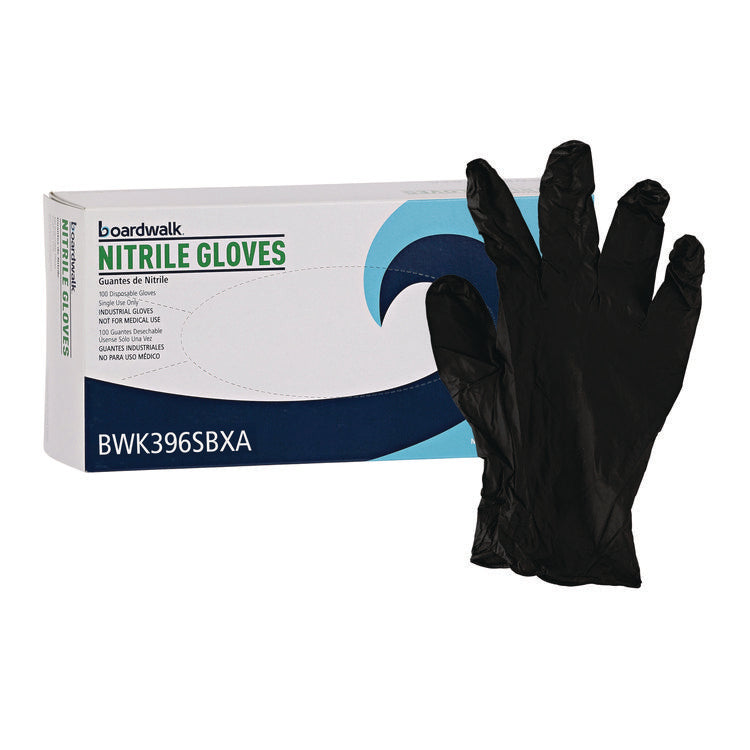 Disposable General-Purpose Powder-Free Nitrile Gloves, Small, Black, 4.4 mil, 100/Box, 10 Boxes/Carton
