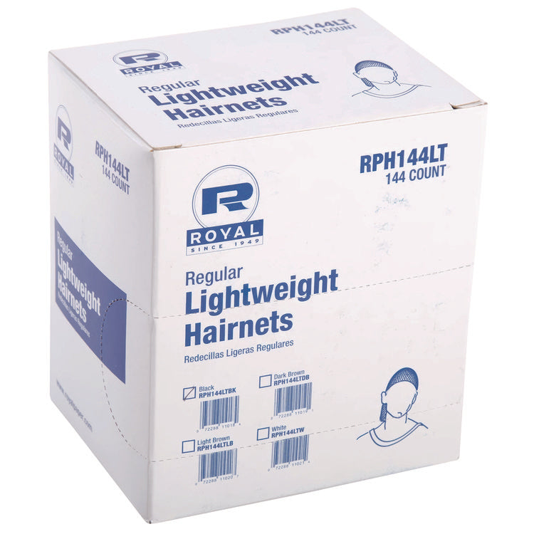 Lightweight Latex-Free Hairnets, Nylon, 24 , Black, 144/Box, 20 Boxes/Carton