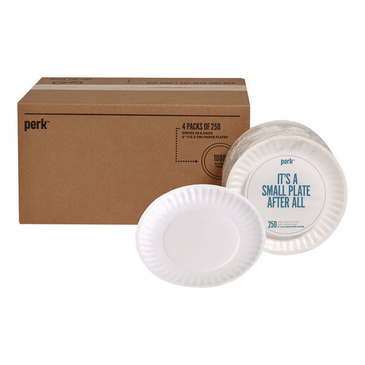 Economy Paper Plates, 6 dia, White, 250/Pack, 4 Packs/Carton