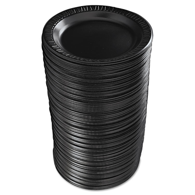 Quiet Classic Laminated Foam Dinnerware, Plate, 9" dia, Black, 125/Pack, 4 Packs/Carton