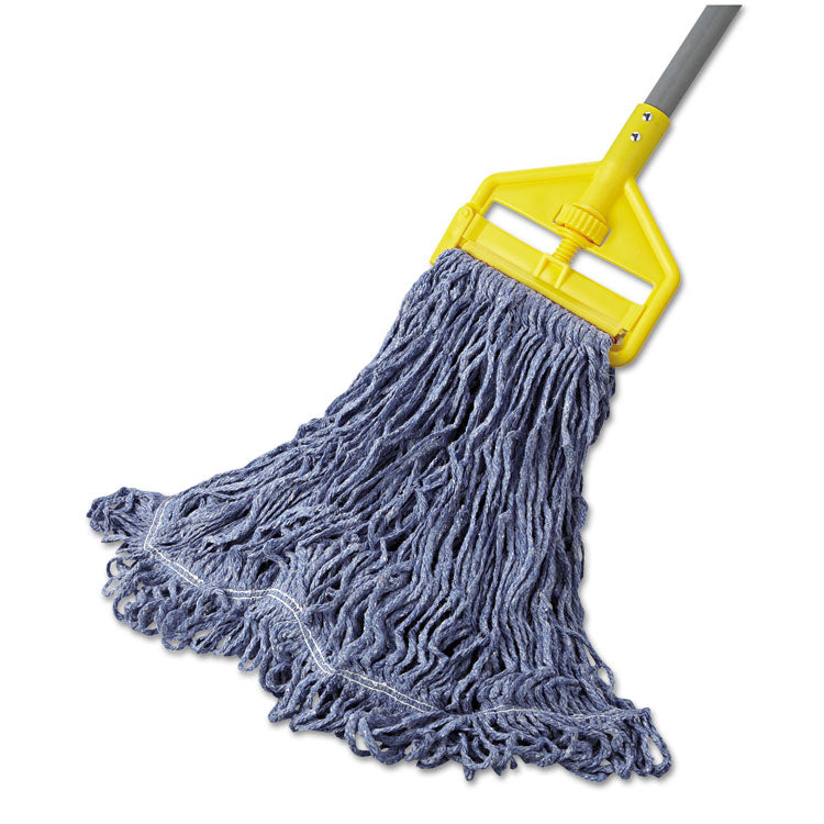 Super Stitch Blend Mop Head, Large, Cotton/Synthetic, Blue, 6/Carton