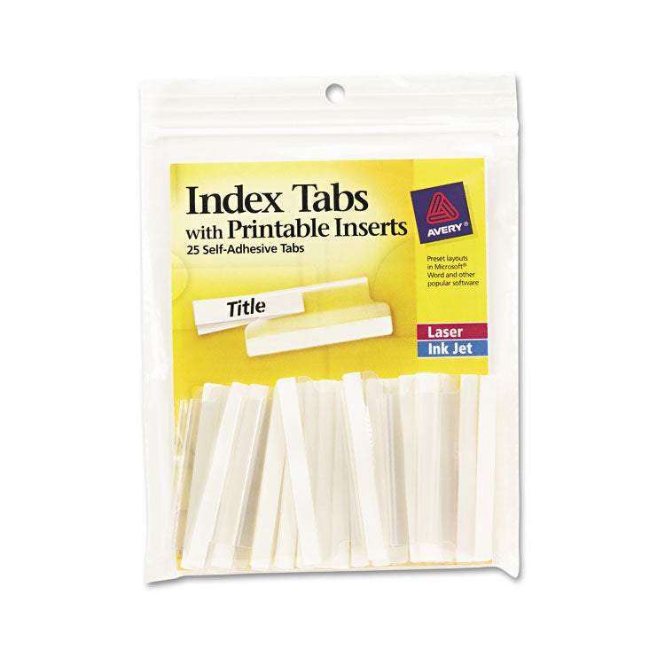 Insertable Index Tabs with Printable Inserts, 1/5-Cut, Clear, 2" Wide, 25/Pack