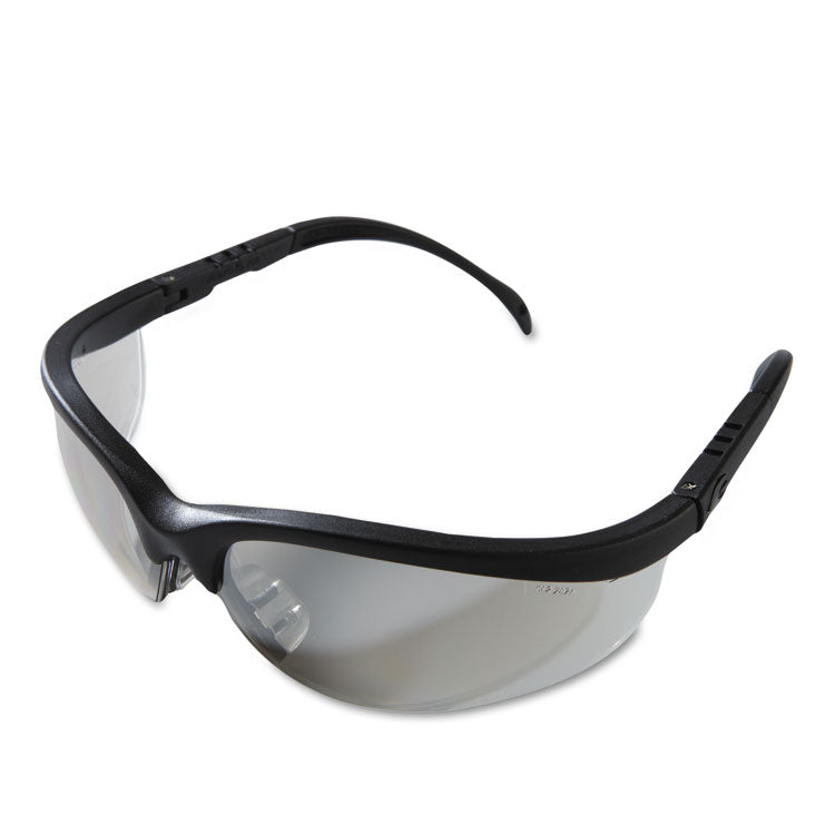 Klondike Safety Glasses, Black Matte Frame, Clear Mirror Lens, 12/Box