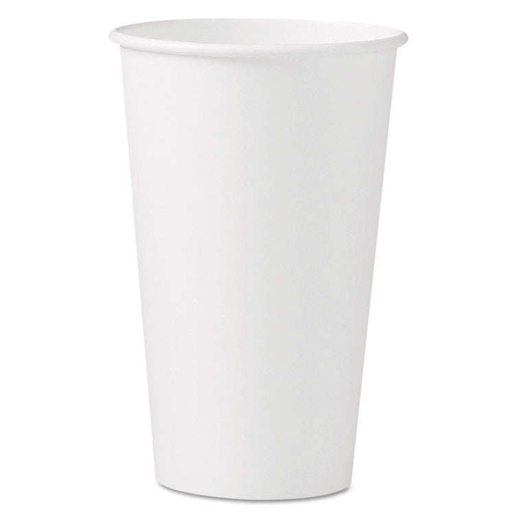 Single-Sided Poly Paper Hot Cups, 16 oz, White, 50 Sleeve, 20 Sleeves/Carton