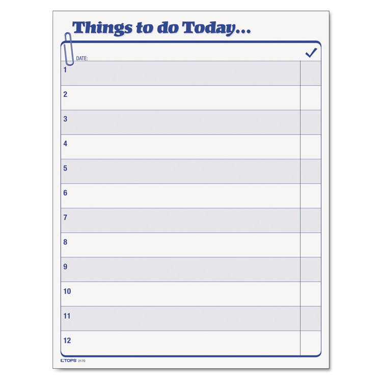 Things To Do Today Daily Agenda Pad, One-Part (No Copies), 8.5 x 11, 100 Forms Total