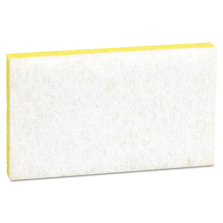 Light-Duty Scrubbing Sponge, #63, 3.6 x 6.1, 0.7" Thick, Yellow/White, 20/Carton
