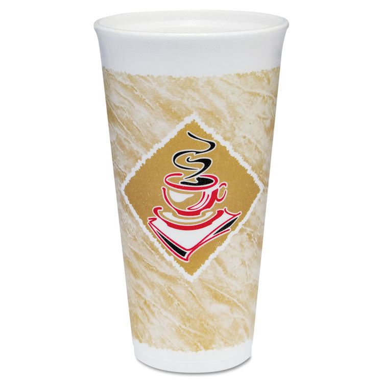 Cafe G Foam Hot/Cold Cups, 20 oz, Brown/Red/White, 500/Carton