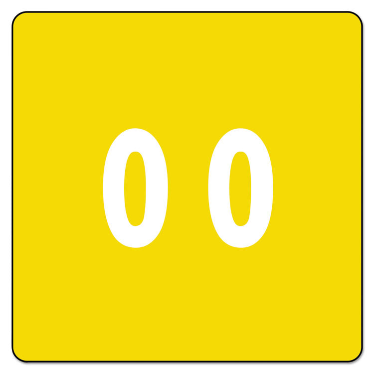 Numerical End Tab File Folder Labels, 0, 1.5 x 1.5, Yellow, 250/Roll