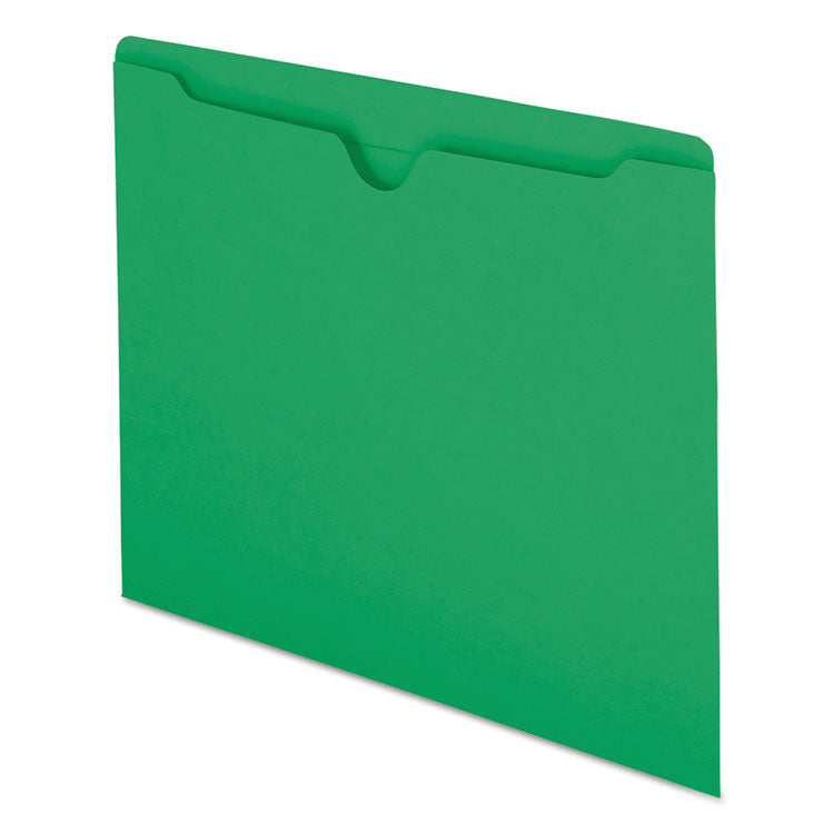 Colored File Jackets with Reinforced Double-Ply Tab, Straight Tab, Letter Size, Green, 100/Box