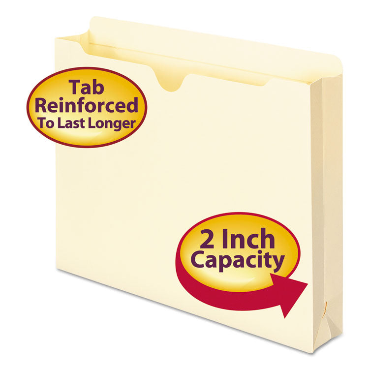 Manila File Jackets, 2-Ply Straight Tab, Letter Size, Manila, 50/Box