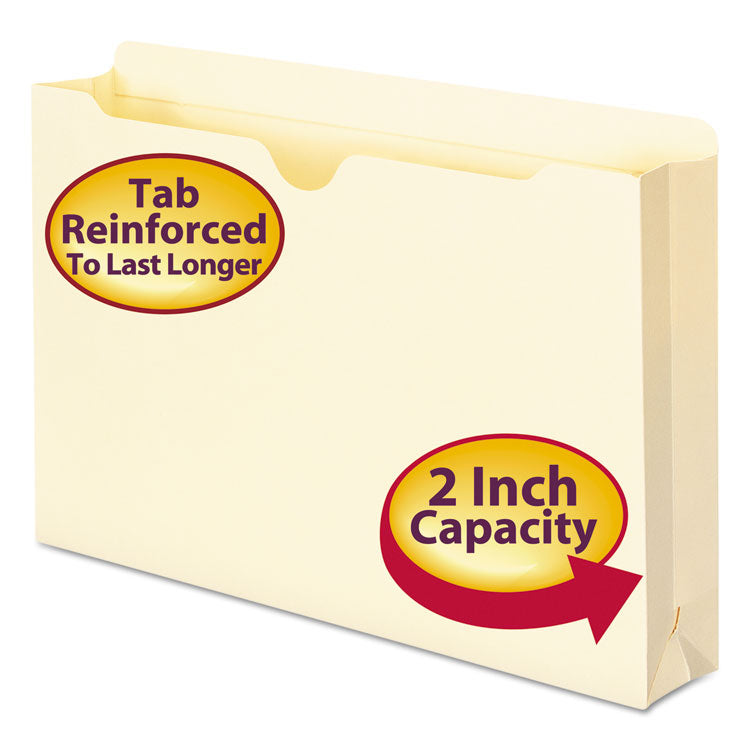 Manila File Jackets, 2-Ply Straight Tab, Legal Size, Manila, 50/Box