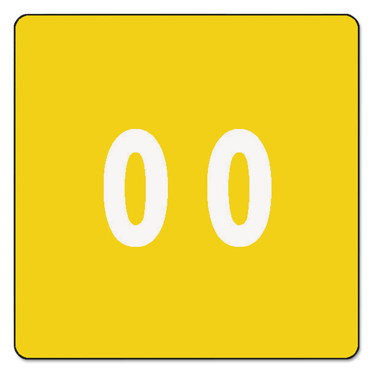 Numerical End Tab File Folder Labels, 0, 1.5 x 1.5, Yellow, 250/Roll